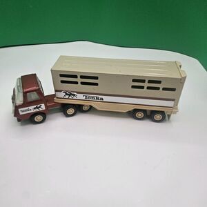 Vintage Tonka Semi Truck Cab and Horse Trailer with Rear and Side Ramps